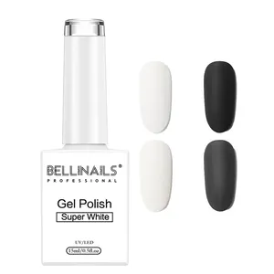 Bellinails 뜨거운 판매 페인트 젤 폴란드어 사용자 정의 로고 슈퍼 흰색과 검은 색 매트 네일 광택