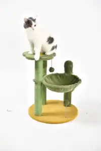 Soft Plush Sisal Scratching Post Fluffy Balls Toy Pet Kitten Cat Tower Hammock Cactus Cat Tree