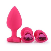 Jouets sexuels anaux pour femmes Petit moyen Silicone en forme de coeur Jewel Butt Plug in Noir Rouge Rose Couleurs Roses