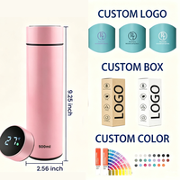 Bouteille d'eau intelligente 500 ml en acier inoxydable avec affichage LED de la température, double paroi isolée sous vide, sans BPA, pour le bureau et les voyages