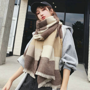 Écharpe en laine, glands châle de salle Air-conditionné, en treillis coréen <span class=keywords><strong>du</strong></span> <span class=keywords><strong>sud</strong></span>, automne et hiver en cachemire, image de femme, couleur unie - Product Image 5