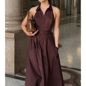 Vestido Midi Ajustado Estilo Occidental con Cuello Formal, Elegante Vestido Casual de Verano con un Solo Hombro Descubierto para Mujer - Product Image 2