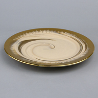 Afrique du Sud Style Marbre Or Bordure En Céramique Western Dessert Gâteau Steak Plateau Écologique De Luxe En Porcelaine Vaisselle pour