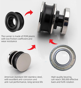 Nhiệm vụ nặng nề thép không gỉ phòng tắm cửa trượt Kit vòi hoa sen cửa kính trượt phần cứng phù hợp - Product Image 5