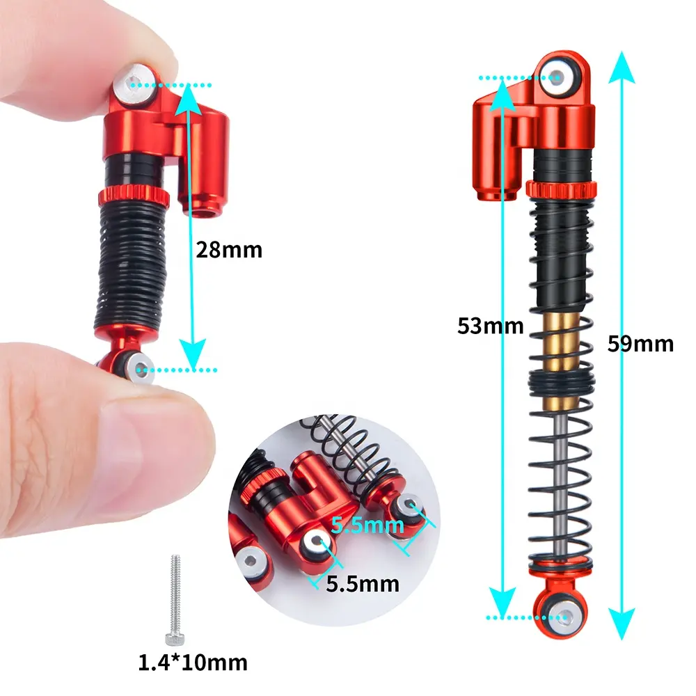 Amortisseur en aluminium amélioré 53mm pour 1/24 RC chenille axiale SCX24 pièces de voiture modifiées