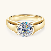 Bague de promesse en argent 925 avec moissanite 2 carats, sertie demi-cerclée, couleur D, pureté VVS, moissanite 8 mm, solitaire à tension, pour femme