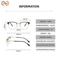 TWOOO T1684 Lunettes anti-lumière bleue haut de gamme décontractées avec monture vintage style sourcil et verres optiques en option