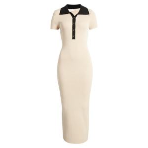 Vestido largo de verano calado de punto acanalado liso para mujer, estilo casual urbano - Product Image 5