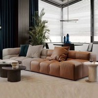 Canapé modulaire minimaliste moderne en forme de L, capitonné en tissu, avec chaise longue, pour salon, hôtel, villa