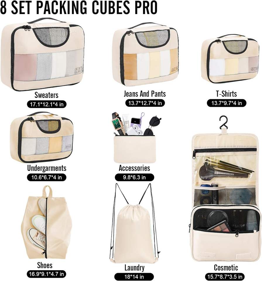8-Piece Packing Cubes for Travel Luggage - Image 2