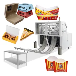 Automatic Paper Carton Box Erecting Forming Machine Take Away Food Tray Lunch Box Making Machine