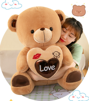 Ours en peluche blanc, marron, rouge en forme de cœur, jouet en peluche « Je t'aime », animal en peluche, coussin décoratif, cadeau pour la Saint-Valentin et la Fête des Mères