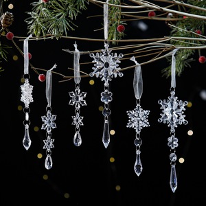 Nuevo conjunto de 6 piezas de guirnaldas de acrílico con copos de nieve, colgante de copo de nieve, decoración para árbol de Navidad. - Product Image 1