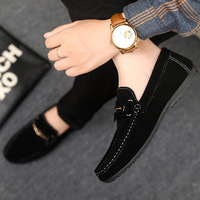 Mocassins en daim pour hommes, à enfiler, avec boucle métallique, semelle plate souple anti-usure, décontractés, pour la conduite, grandes tailles, vente en gros