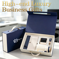 Ensemble cadeau d'affaires de luxe haut de gamme personnalisé avec logo, impression sérigraphique exquise, carnet A5, thermos, batterie externe, porte-clés, entreprise