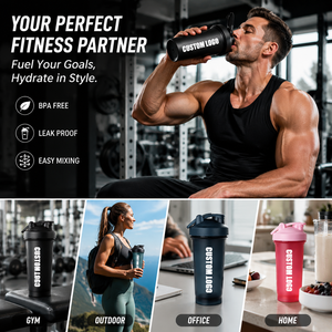 Botella Mezcladora de Proteínas de Plástico de 600 ml con Logotipo Personalizado, Libre de BPA, a Prueba de Fugas, Botella de Agua Deportiva para Gimnasio, Vaso Mezclador para Polvo de Proteínas - Product Image 6