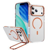 CHAOYIDIAN Coque de téléphone magnétique en métal effet peau avec support d'objectif pour iPhone 17 Air 16 15 14 Plus 13 12 11 Pro Max, protection antichoc