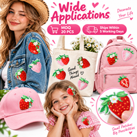 Patch brodé thermocollant ou à coudre, motif fraise, fruit mignon, rose, rouge, fleur Kawaii, vente en gros
