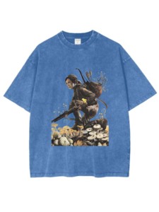 Película el último videojuego Camisetas Verano 100% Algodón Hombro caído Cuello redondo Peso pesado Lavado ácido - Product Image 2