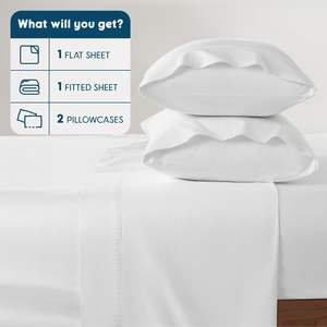 Ensemble <span class=keywords><strong>de</strong></span> literie en coton <span class=keywords><strong>sans</strong></span> <span class=keywords><strong>repassage</strong></span> facile à entretenir, lavable en machine, pré-rétréci, <span class=keywords><strong>drap</strong></span> <span class=keywords><strong>de</strong></span> <span class=keywords><strong>lit</strong></span> en coton certifié OEKO TEX Standard 100 - Product Image 3