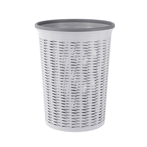 Cylindrical Plastic Trash Can With Pressure Ring For Toilet Bathroom Living Room Light Gray Dark Gray Lotus Root Color - Product Image 2