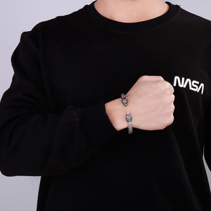 KALEN Wolf Schädel kopf Armband Edelstahl Geflochtene Kabel manschette Armband Armreif - Product Image 5