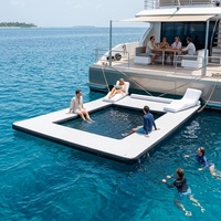 Plateforme aquatique gonflable avec filet de piscine, pont flottant pour océan avec chaises longues gonflables, plateforme de bain gonflable pour yacht