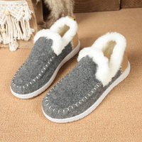 Chaussons pour femmes doublés de fausse fourrure, style mocassin, à enfiler, chauds pour l'hiver, noir, gris, bleu