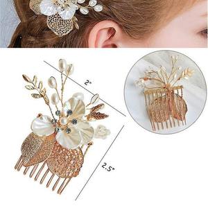 Peines para el Cabello con Hojas <span class=keywords><strong>de</strong></span> Oro al por Mayor, Tocados <span class=keywords><strong>de</strong></span> Novia, Peines con Inserto <span class=keywords><strong>de</strong></span> Lazo <span class=keywords><strong>de</strong></span> Cristal, Accesorios para el Cabello <span class=keywords><strong>de</strong></span> Boda - Product Image 2