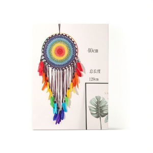 Atrapasueños de 40x120cm con Plumas de Arcoíris, Decoración para Colgar en la Pared - Product Image 1