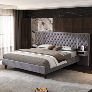 Modern Luxury Tufted King Size Bed Adjustable Storage <b>Drawers</b> Bedroom Furniture <b>Bedding</b> Set Living Room Wooden Bed Frame Queen - Product Image 1