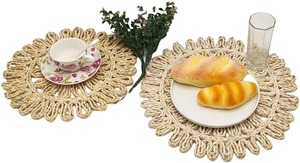 Table Heat Insulated Pad Flower Shape Rattan Table <b>mat</b> Natural Corn Husk Woven Place <b>mat</b> Handmade Kitchen Dining Table - Product Image 3