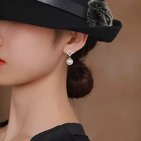 Boucles d'oreilles pendantes en argent sterling 925, perle d'eau douce de 10 mm, plaqué rhodium, bijoux tendance pour femmes, cadeau pour mariage, fiançailles, fête