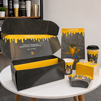 Boîte en carton personnalisée pour restaurant, restauration rapide, pliable, pour frites, poulet, ailes de poulet, burger, à emporter, avec logo imprimé