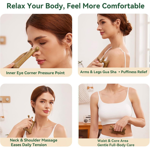 Herramienta de Masaje Gua Sha de Madera para Todo el Cuerpo y Rostro, Masajeador de Drenaje Linfático, Raspador Facial de Madera Natural, Esculpidor de Línea Mandibular, Desinflamatorio - Product Image 2