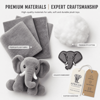 OEM ODM Peluche de Elefante Africano, Mascota de Peluche, Venta al por Mayor de Animales de Peluche, Merchandising de Marca, Juguete Suave Personalizado, Logotipo Personalizado