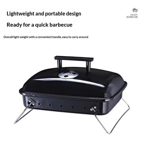 גריל ברביקיו מתקפל בגימור אמייל חיצוני נייד דו-שימושי מתלה פיקניק מחבת קמפינג מקורה תנור פחמים ביתי - Product Image 2