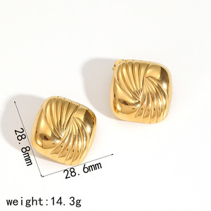 Pendientes cuadrados geométricos de acero inoxidable chapado en oro de 18k para mujer, joyería hipoalergénica de moda - Product Image 3