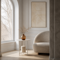 Table d'appoint en marbre travertin naturel avec plateau en verre, design sculptural en forme de tambour, style moderne et luxueux pour salon, personnalisable