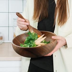 Set <span class=keywords><strong>di</strong></span> Ciotole Grandi Rotonde in <span class=keywords><strong>Legno</strong></span> <span class=keywords><strong>di</strong></span> Acacia Ecologiche e Sostenibili per Mescolare Frutta, Cereali e <span class=keywords><strong>Pasta</strong></span> - Product Image 3