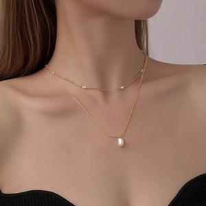 Collar de Plumas Esmeriladas Chapado en Oro de 18K sobre Plata de Ley S925, Cadenas de Moda Retro de Alta Gama, Cadena para Clavícula, Regalo Simple y Exquisito - Product Image 4