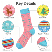 Chaussettes en coton tendance pour Noël, hommes et femmes, imprimé Père Noël, chaussettes décontractées, design personnalisé ODM