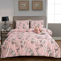 Ensemble de housse de couette et de drap en microfibre de luxe, imprimé floral moderne, sensation de coton personnalisée