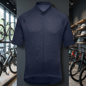 Maillot de Ciclismo de Manga Corta para Hombre, Transpirable, 100% Poliéster, Diseño de Malla Azul Oscuro, Ligero, para Verano - Product Image 3