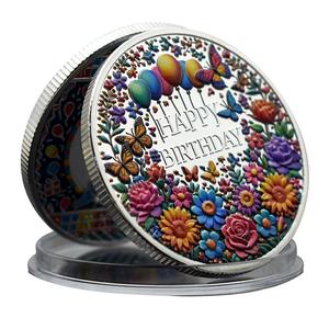 WOWEI Daisy fiore <span class=keywords><strong>buon</strong></span> <span class=keywords><strong>compleanno</strong></span> moneta-argento palloncini fortunati monete con <span class=keywords><strong>auguri</strong></span> di <span class=keywords><strong>compleanno</strong></span> unici rari regali di <span class=keywords><strong>compleanno</strong></span> - Product Image 2