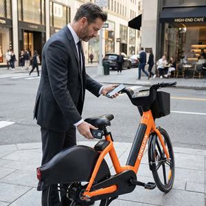 <span class=keywords><strong>Bicicleta</strong></span> Compartida de Aluminio Reforzado con Bloqueo 4G IoT, <span class=keywords><strong>Bicicleta</strong></span> Eléctrica Inteligente para Flotas de Alquiler Urbano - Product Image 5