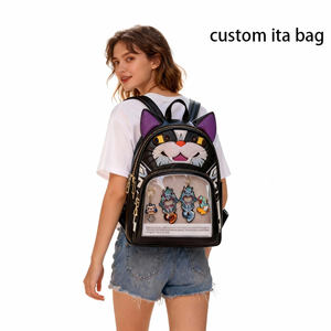 Zaino Ita Bag Personalizzabile con Faccia di Gatto Kawaii, Mini Zaino Carino con Finestra Trasparente per Collezionisti di Pin Anime e Amanti dei Gatti - Product Image 1