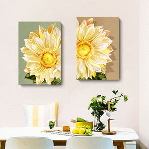 Design semplice moderno pittura a olio di fiori e arte su tela facile da appendere casa soggiorno con cornice in legno murali decorazione - Product Image 5