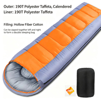 Custom Outdoor Envelop-Style Polyester Slaapzak Winter Kamperen Wandelen Vochtbestendig Extra-Dikke Isolatie 210cm
