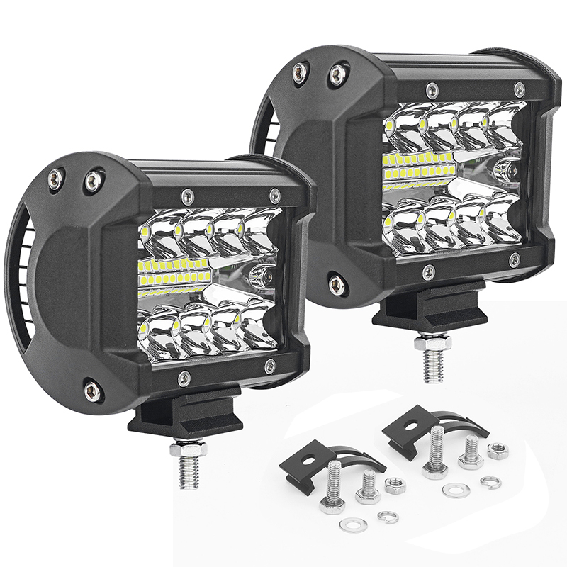 Three-Row 4-Inch 20W Square LED Work Light White Light Bar Suitable for Car Off-Road Driving Lights Truck or ATV/UTV